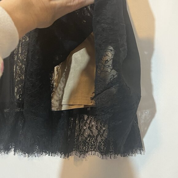 Ann Taylor Loft Pleated Mid Skirt Size 14 Black Lace Cocktail Gothic New - Picture 9 of 10